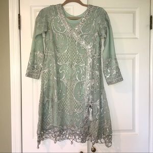 Mint Green Pakistani Indian Dress (3pc Full suit)